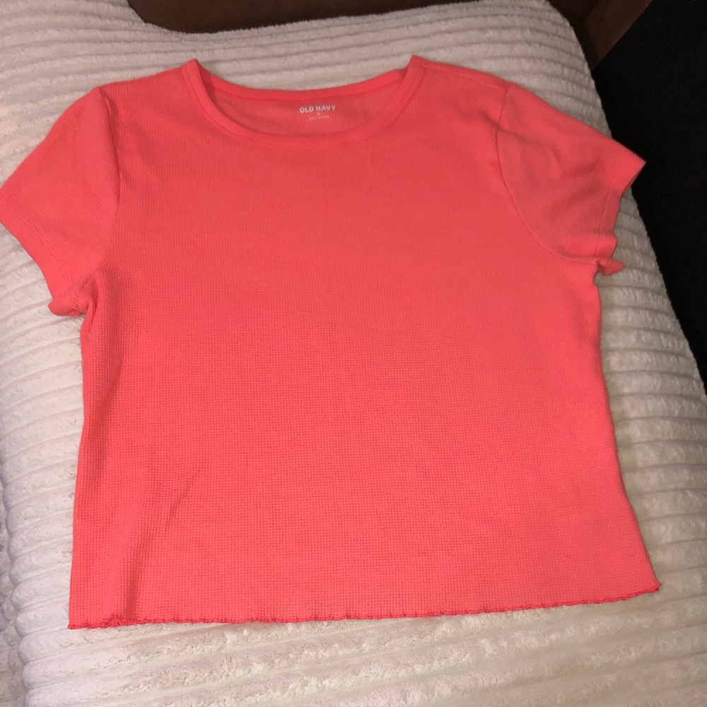 Old Navy Women's Short Sleeve Orange Ribbed Tee